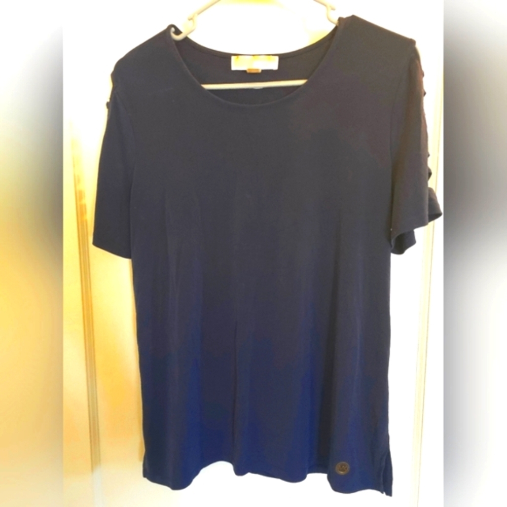 NWOT Michael Kors Blue Blouse with accented Sleeves Size Large